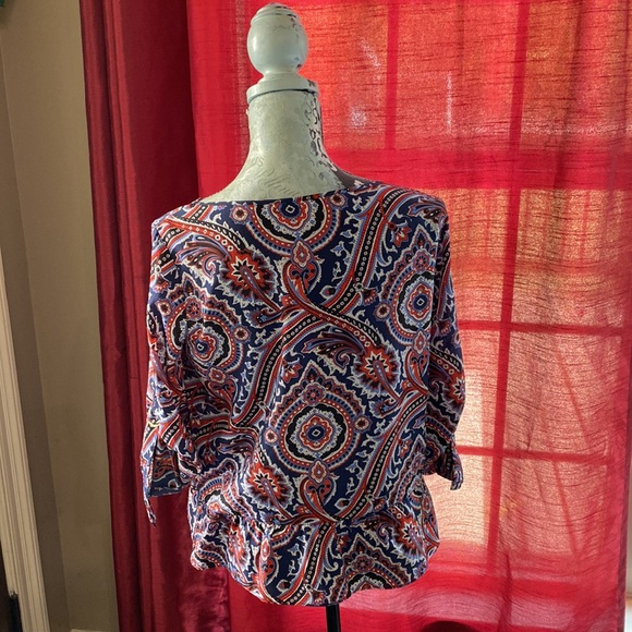 NWOT Women’s Red multicolor blouse by Michael Kors. Size XS. - Picture 7 of 10